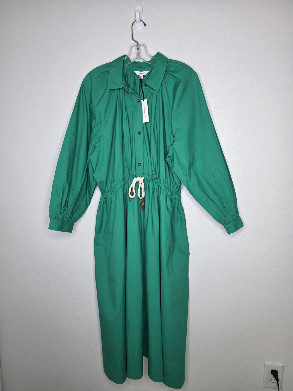 Banana Republic Green Cotton Poplin Midi Shirtdress NWT M/L Oversized Relaxed
